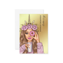 Food Catering Whimsical Unicorn Lady Business Card