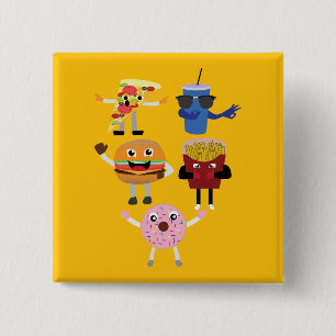 Food Characters 15 Cm Square Badge