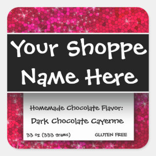 Food Container Candle Label Ruby Red Jewel Glitter