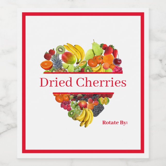 Food Container Canister Label Dried Cherries (Single Label)
