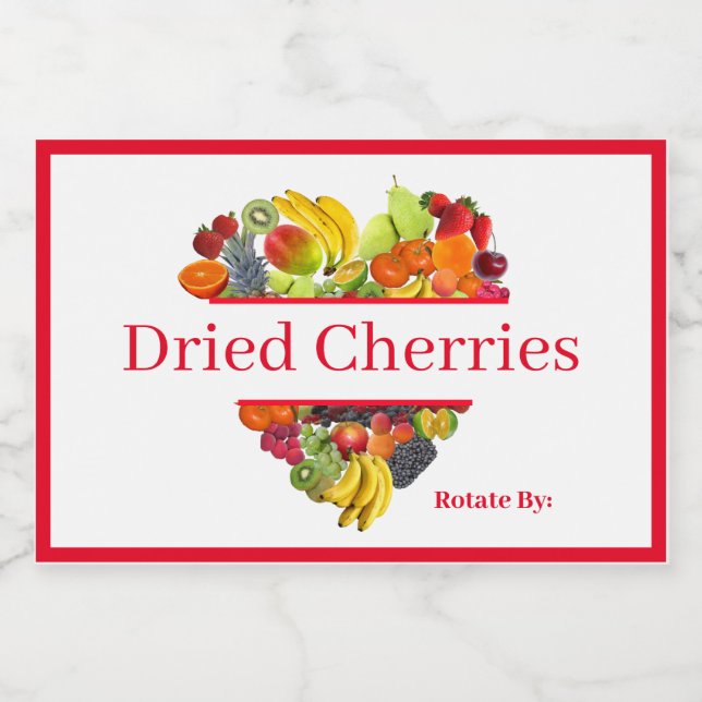 Food Container Canister Label Dried Cherries (Single Label)