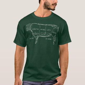 Food Cooking Foodie Cow Butcher Cuts Of Meat Distr T-Shirt