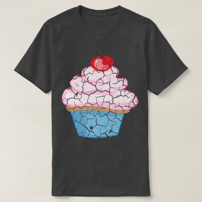 Food Cooking Foodie Cupcake DistressedT-Shirt T-Shirt (Design Front)