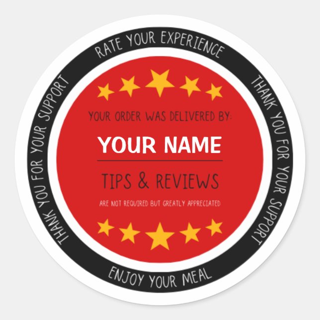 Food Delivery Driver Customer Appreciation  Classic Round Sticker (Front)