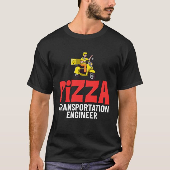 Food Delivery Driver Delivering Pizza Courier Than T-Shirt (Front)