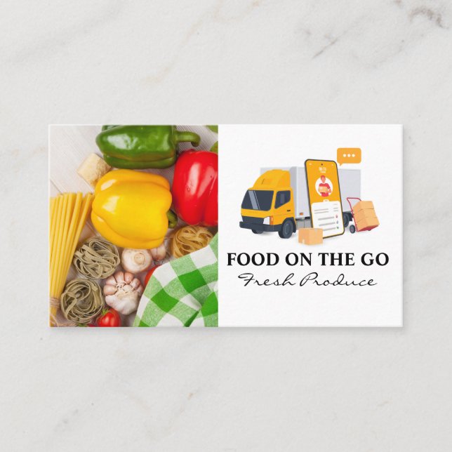 Food Delivery Truck | Produce Business Card (Front)