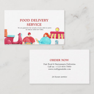 Food Delivery Watercolor Business Card