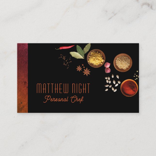 Food Design Personal Chef Catering Business Card (Front)