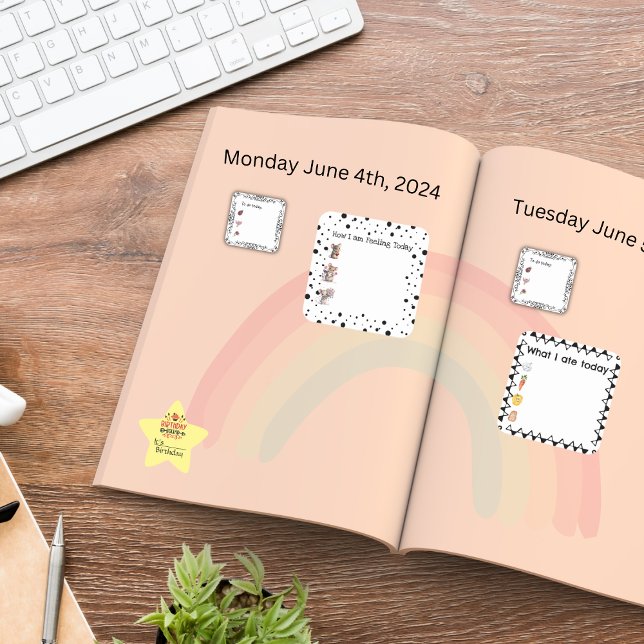 Food Diary Health Journal  Square Sticker (Add there fun list Stickers to any Journal, Planner, or Calendar)