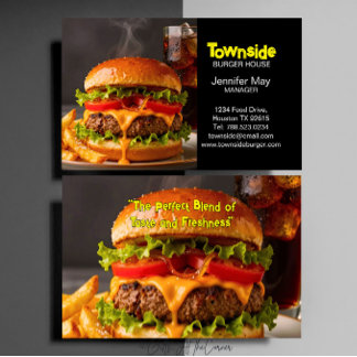 Food Diner Beef Bacon Egg Burger House Restaurant Business Card