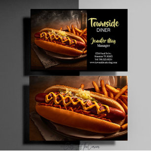 Food Diner Hotdog And Fries Restaurant Business Card