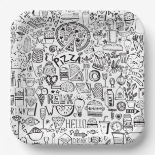 Food doodles notebook paper plate
