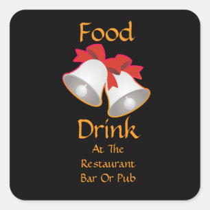 Food Drink At Restaurant Bar Or Pub Bells  Square Sticker