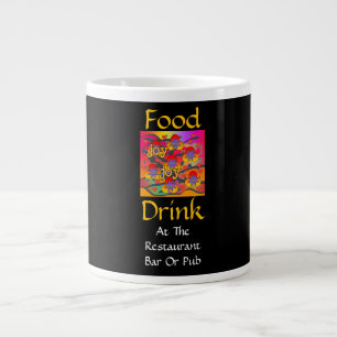 Food Drink At Restaurant Bar Or Pub Black  Large Coffee Mug