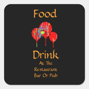 Food Drink At Restaurant Bar Or Pub Let's Party  Square Sticker