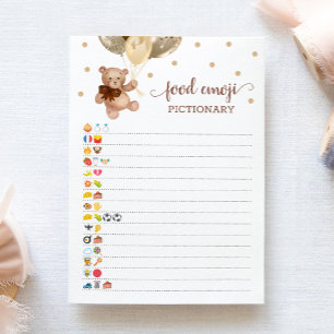 Food Emoji Pictionary game Brown Teddy Bear Card