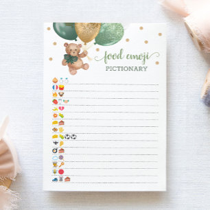 Food Emoji Pictionary game Sage Teddy Bear Card
