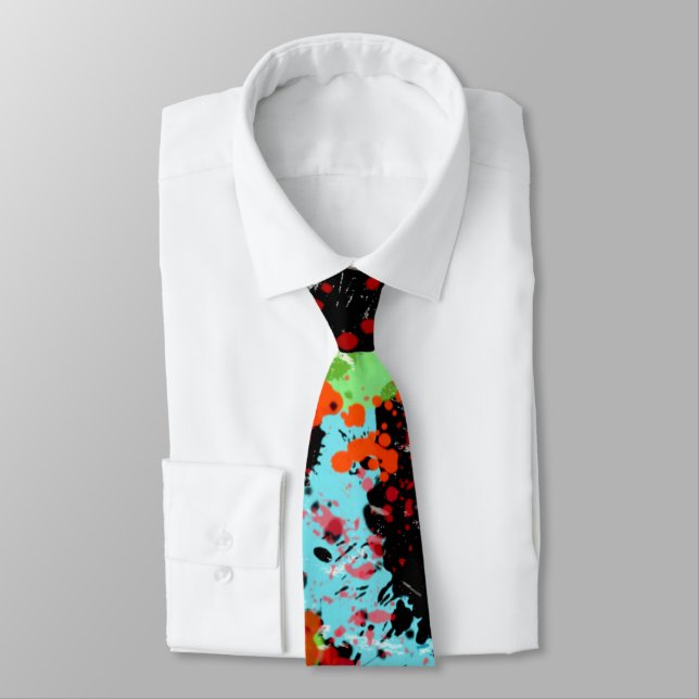 Food Fight Abstract Graffiti Tie (Tied)