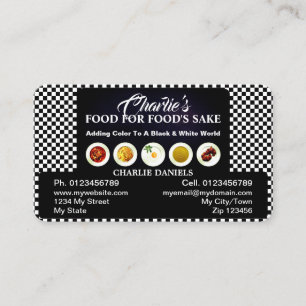 Food For Food's Sake Restaurant Cafe Chequered Business Card