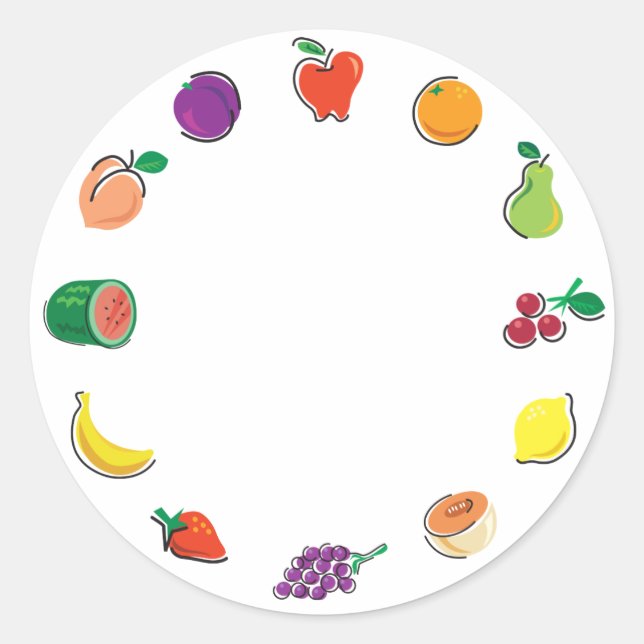 Food For Thought_Totally Fruity_Circle of Citrus Classic Round Sticker (Front)