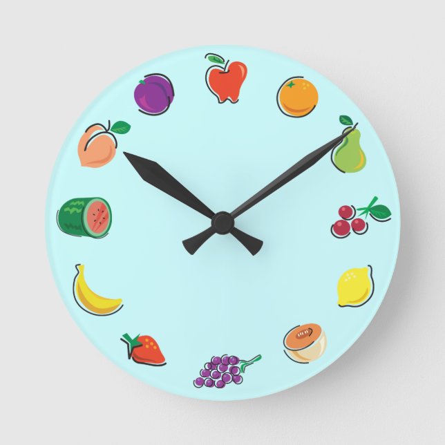Food For Thought_Totally Fruity_light blue Round Clock (Front)