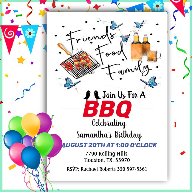 Food Friends Family Birthday Barbecue Invitation (Creator Uploaded)