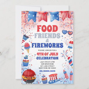 Food Friends & Fireworks 4th of July Party Invitation