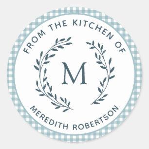 Food Gift From the Kitchen of Monogram Wreath Classic Round Sticker