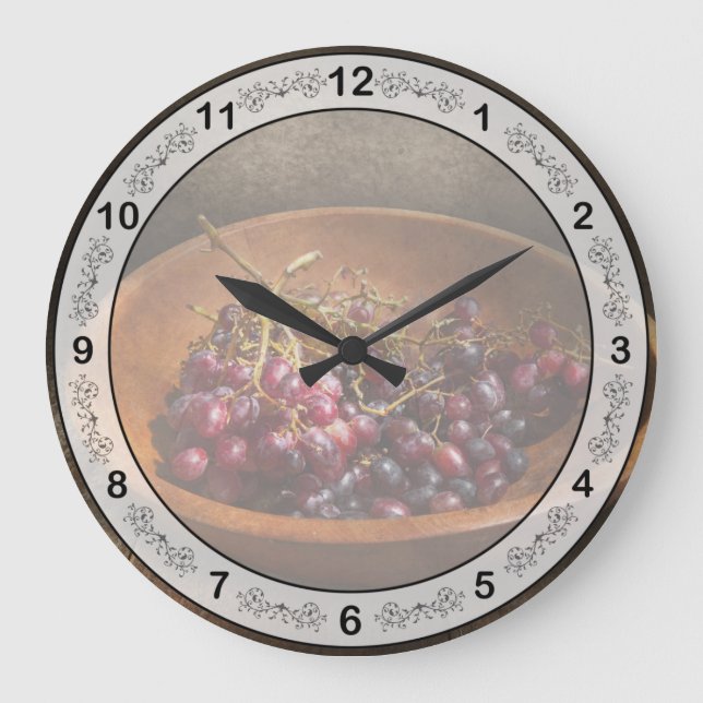 Food - Grapes - A bowl of grapes  Large Clock (Front)