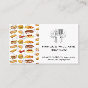 Food Icons   Chef Hat and Kitchen Tools Business Card