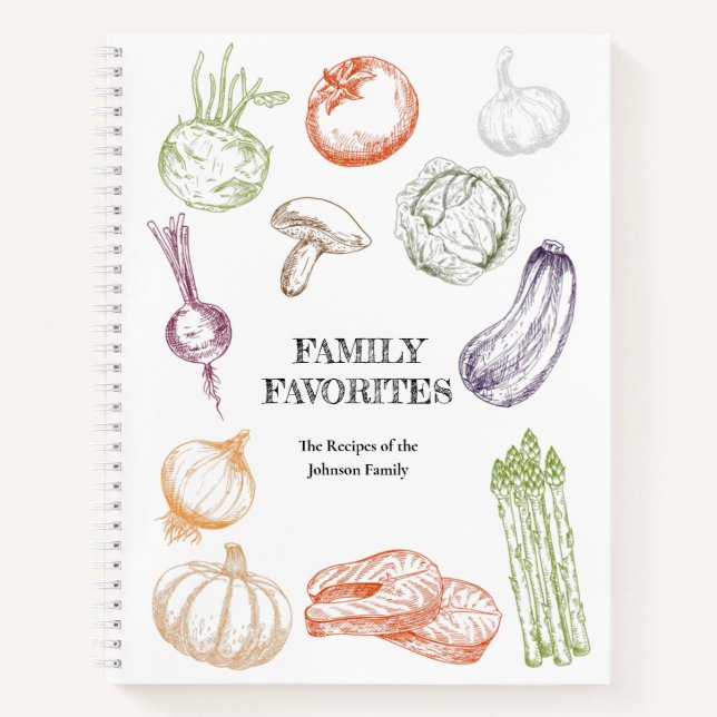 Food Illustration Personalised Family Recipe Book (Front)