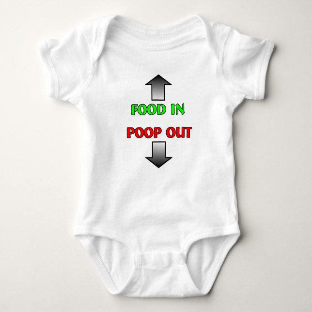Food In Poop Out Funny Baby Romper Humour Baby Bodysuit (Front)