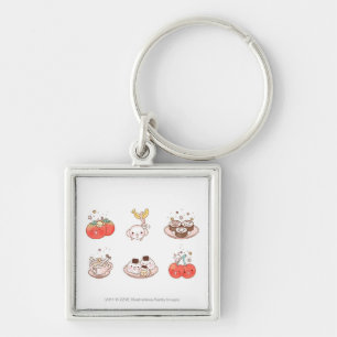 Food items displayed against white background key ring