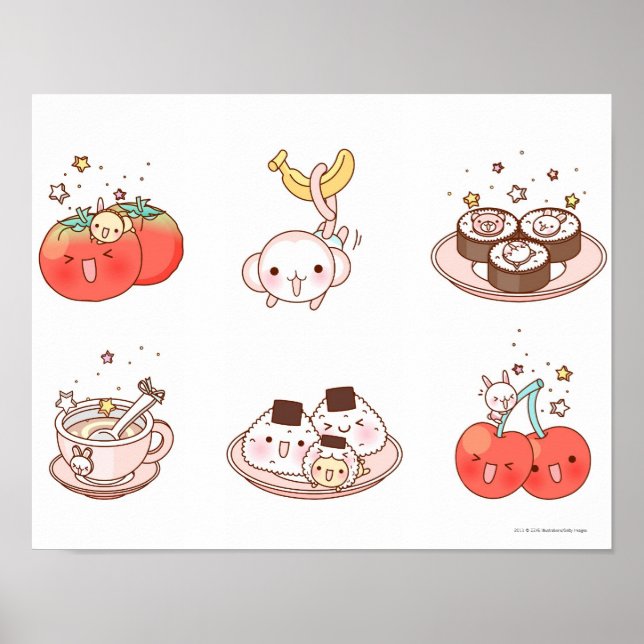 Food items displayed against white background poster (Front)