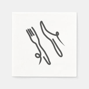 Food knife and fork modern grey and white napkin
