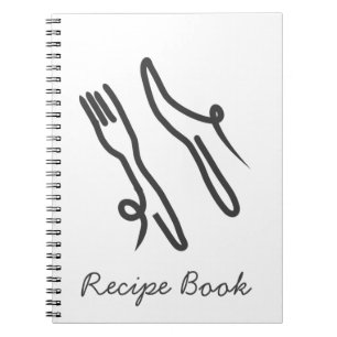 Food knife and fork modern grey and white notebook