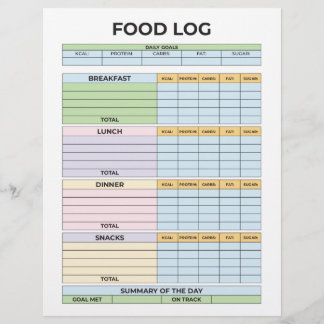  Food Log Custom Letterhead