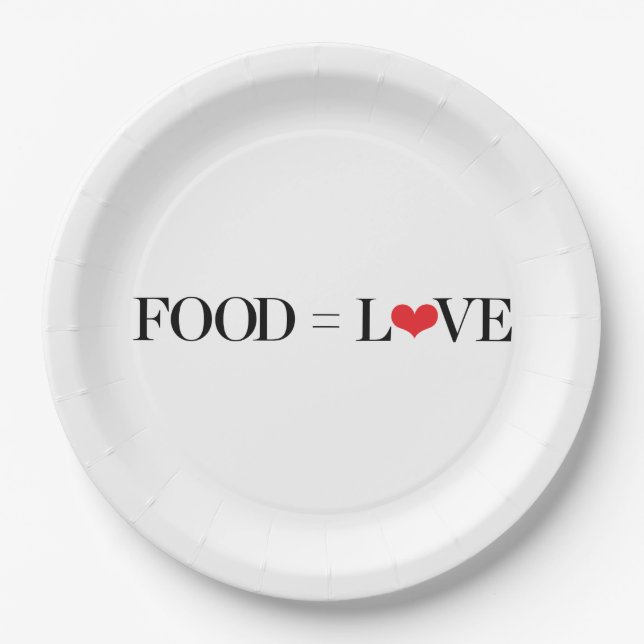 Food = Love Paper Plate (Front)