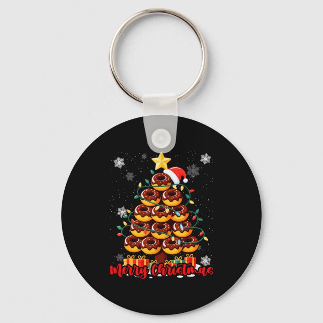 Food Lover Xmas Matching Santa Donuts Christmas Tr Key Ring (Front)