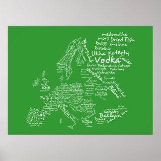 Food Map of Europe (Green) Poster