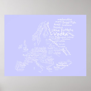 Food Map of Europe (Lilac) Poster
