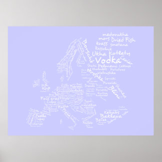 Food Map of Europe (Lilac) Poster