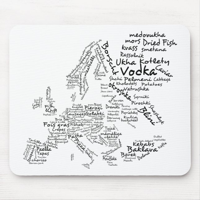 Food Map of Europe Mouse Pad (Front)