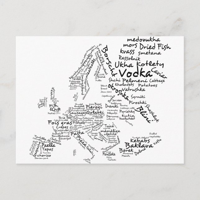 Food Map of Europe Postcard (Front)