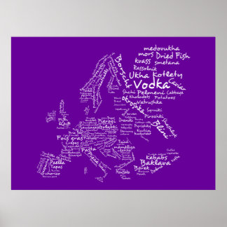 Food Map of Europe (Purple) Poster