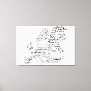 Food map of Europe - White Canvas Print