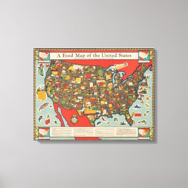 Food Map of the United States Canvas Print (Front)