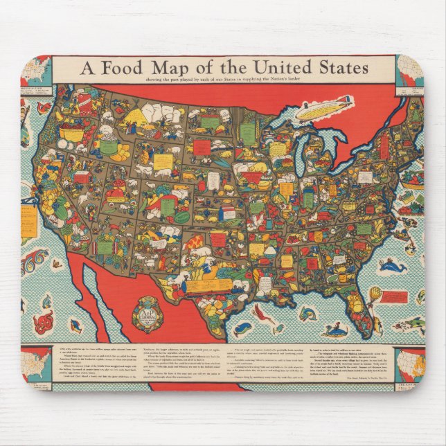Food Map of the United States Mouse Pad (Front)