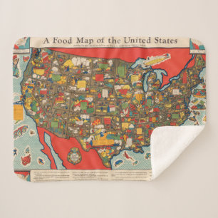 Food Map of the United States Sherpa Blanket