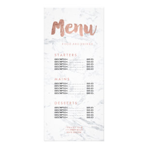 Food menu gold typography marble price list